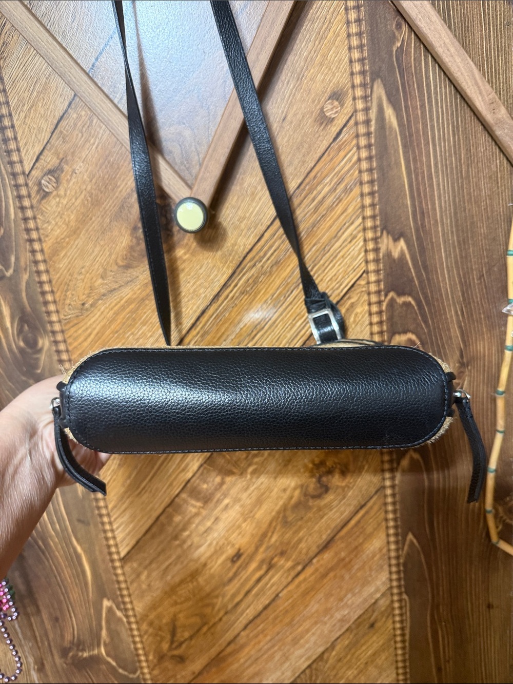 Brighton Straw Crossbody with Black Trim and Heart Charm - Picture 4 of 10